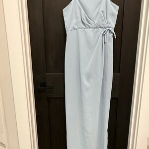 Elegant Light Blue Wrap Maxi Dress
